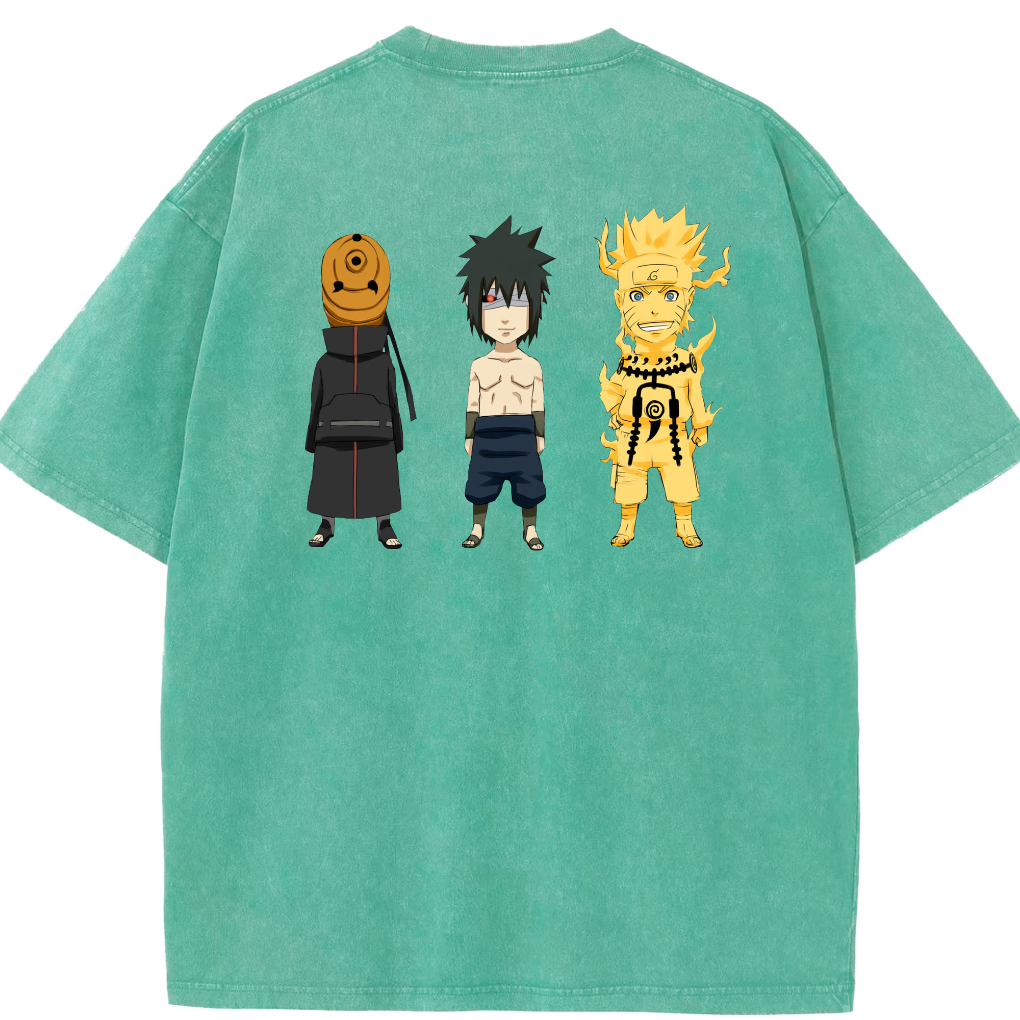 （画像用） NARUTO -ナルト- うちは サスケ Uchiha Sasuke 綿100% ヴィンテージ風 半袖Tシャツ（背面プリント）